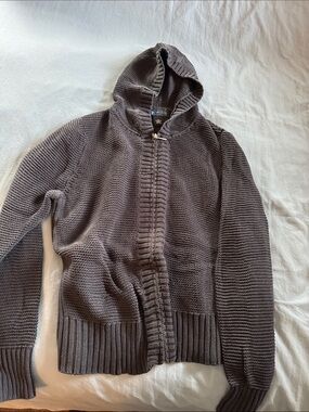 Relativity Women's Hooded Zip Cardigan in Charcoal Gray